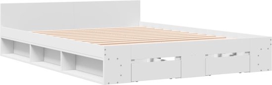 Cadre de lit vidaXL avec tiroirs en bois blanc 160 x 200 cm