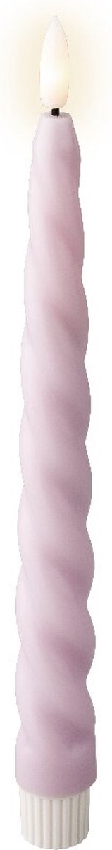 Lumineo - LED dinerkaars - Swirl - Lila - 2 stuks - Flikkerende vlam - LED kaars met timer - Wax kaars - Op batterij - 24 cm - Veilig & Duurzaam