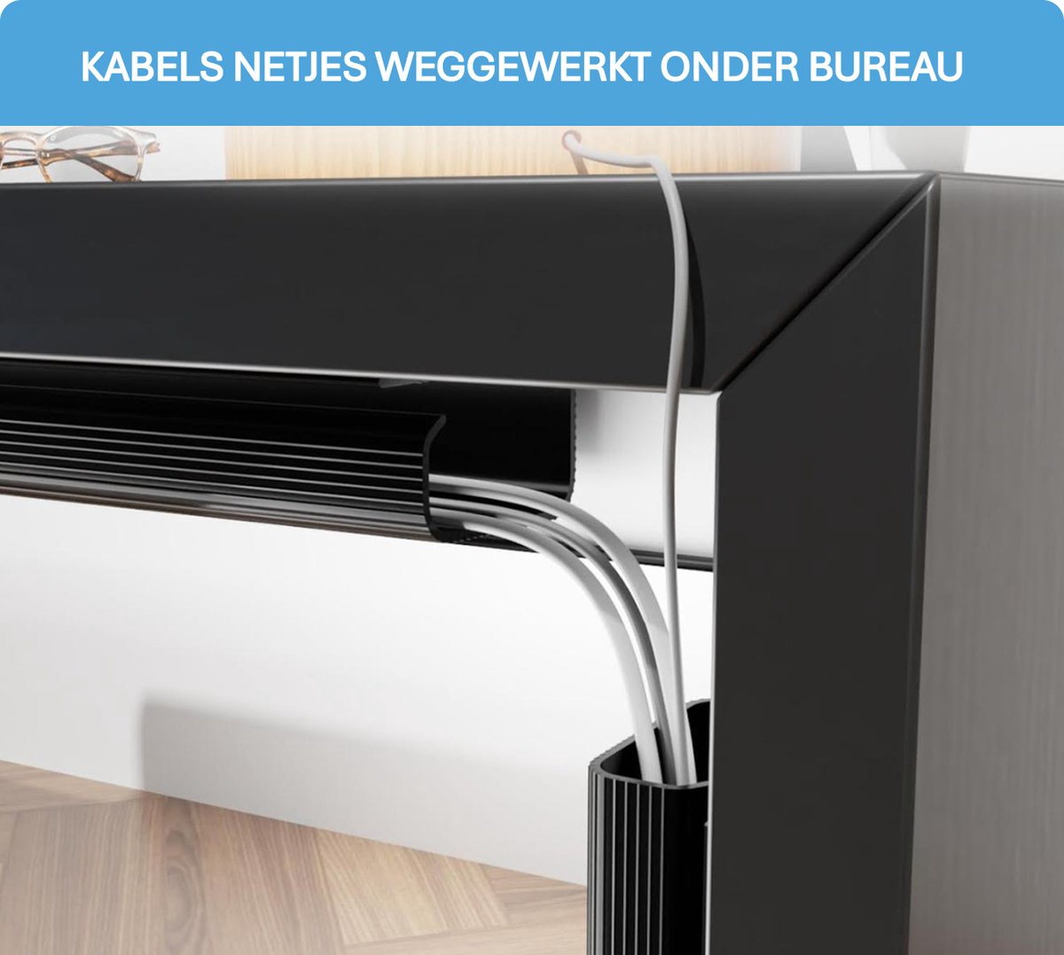 Kabelgoot - Kabelmanagement bureau - Zwarte kabelbak - Geen boren nodig