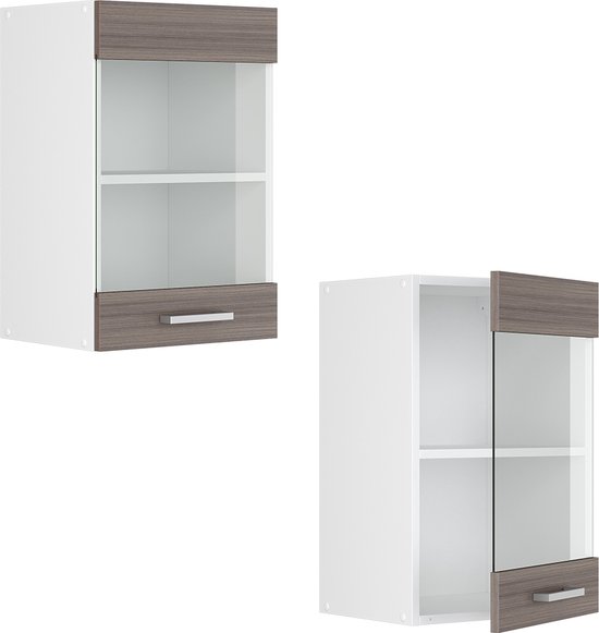 Vicco Armoire suspendue universelle R- Line, Grijs/ Wit, 40 cm avec porte vitrée