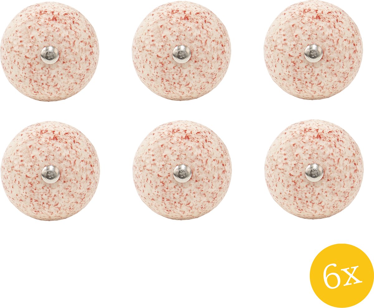 Deurknop set van 6 stuks Ø 4 cm Rood Keramiek Meubelknop