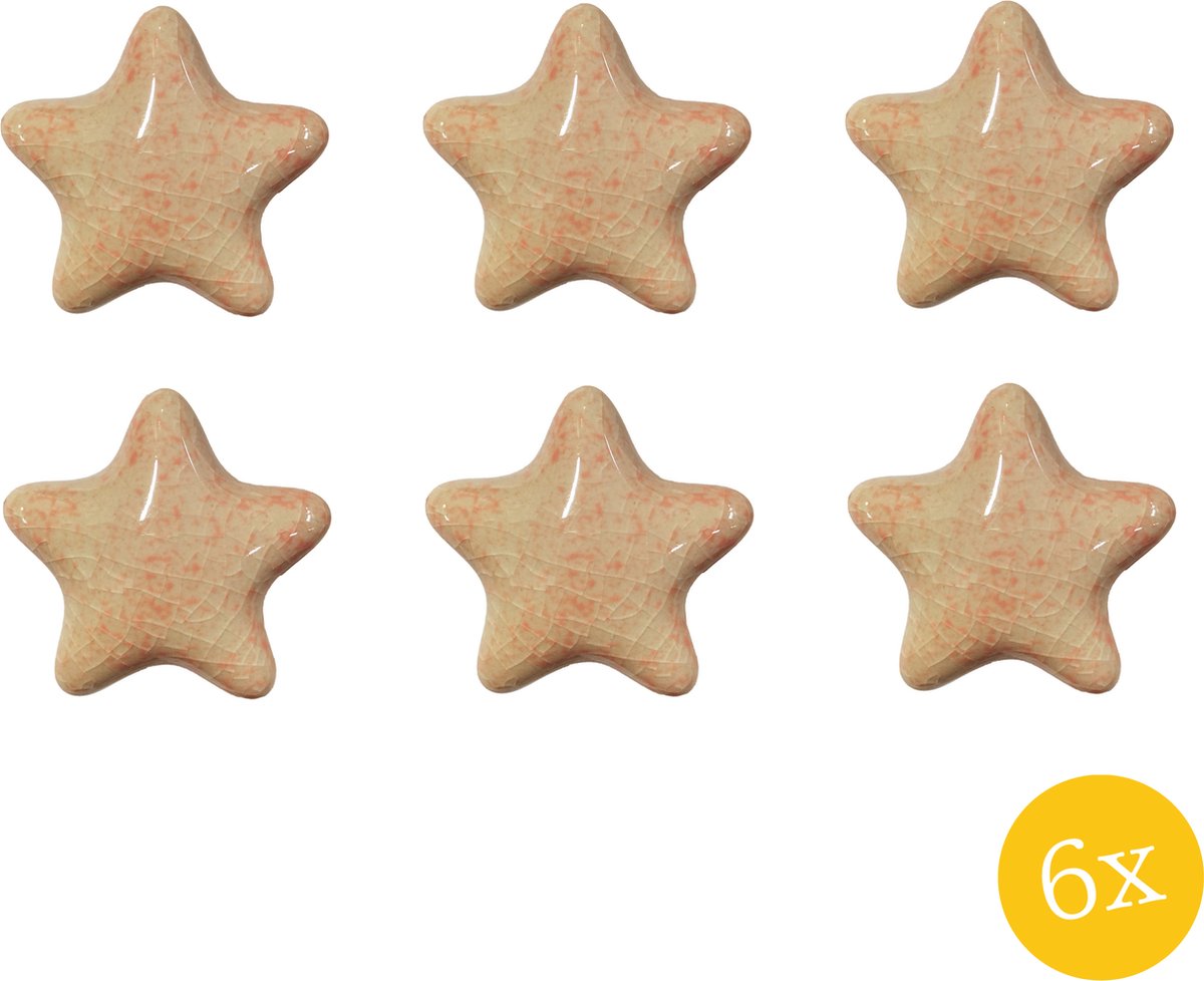 Deurknop set van 6 stuks 4 cm Roze Keramiek Meubelknop