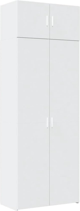 vidaXL - Armoire de rangement - 80x42,5x225 - cm - décoré - bois - blanc