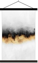 Posterhanger incl. Poster 40x60 cm - Schoolplaat - Goud - Chic - Abstract - Zwart - Wit - Luxe - Textielposter - Zwarte latten