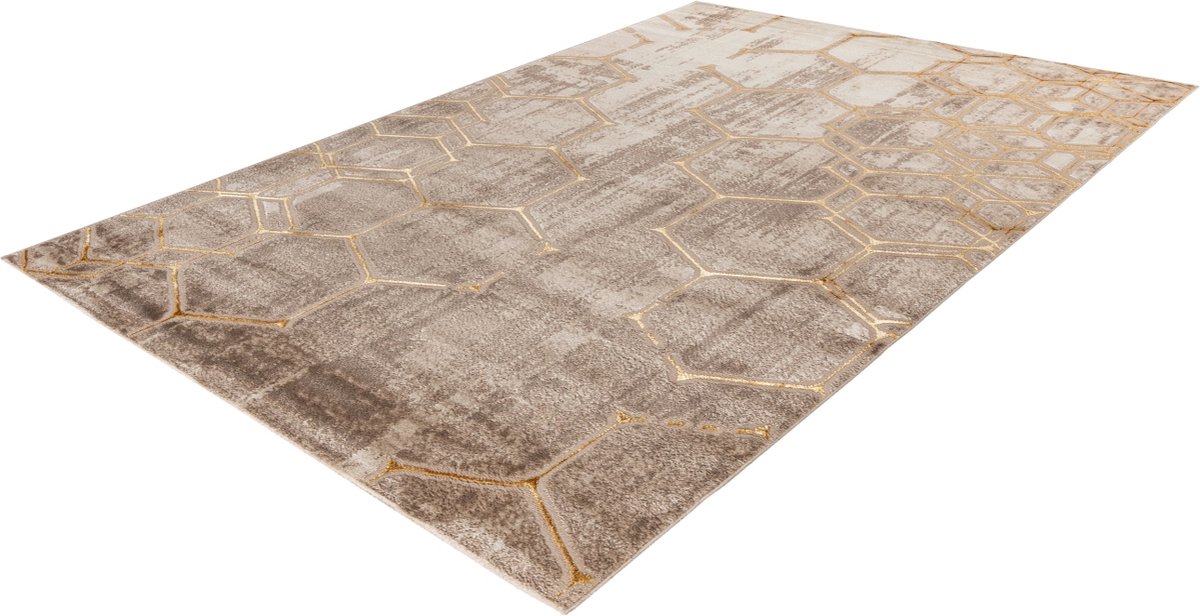 Marmaris Vloerkleed – Beige – Laagpolig met Honingraatmotief – 200x290 cm