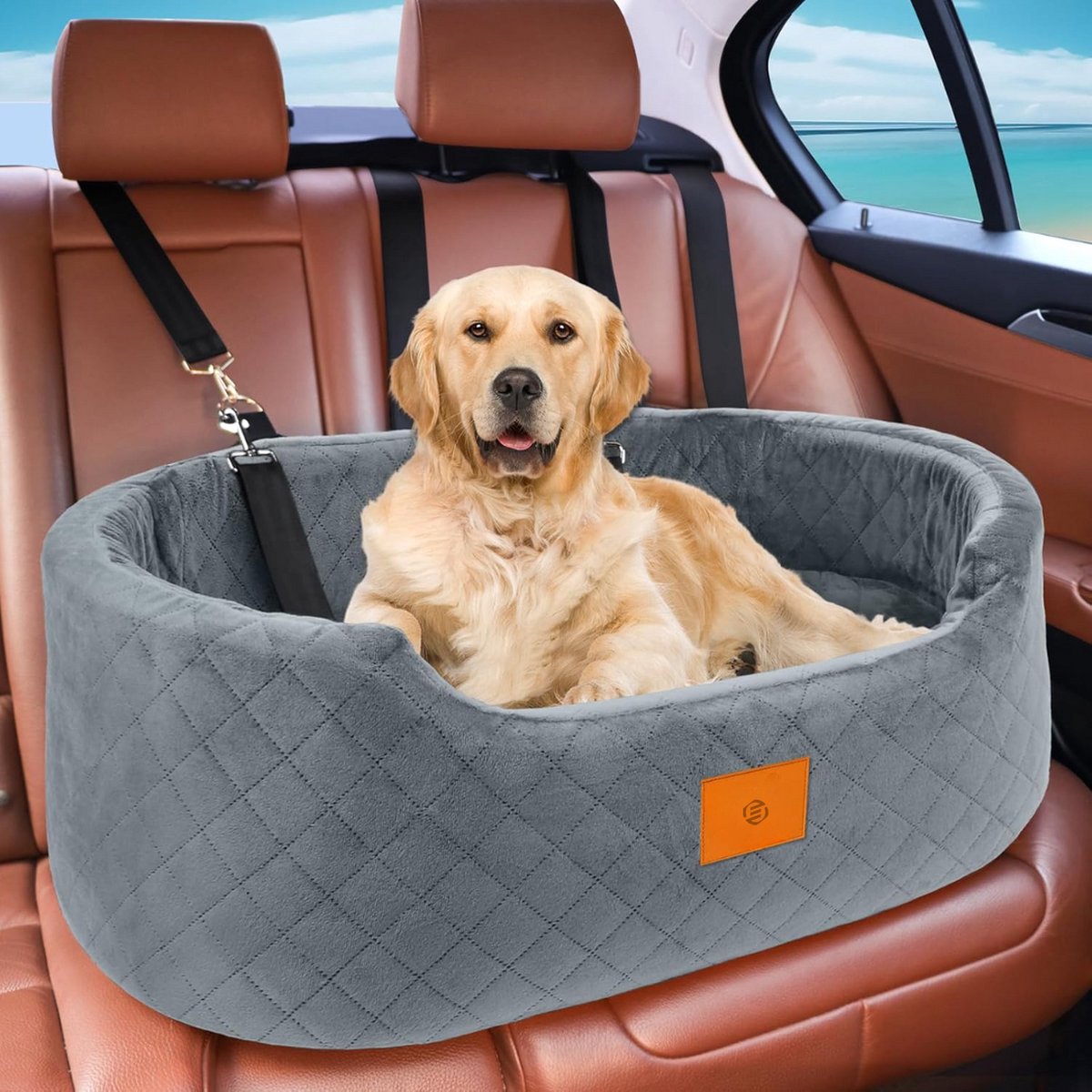 Equivera Hondenmand Auto Met Gordel - Hondenmand - Hondenmand Auto - Autostoel Hond - Hondenstoel Auto - Met Gordel
