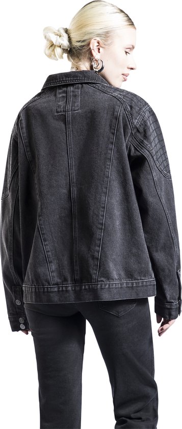 R.E.D. ROCK-ENGINEERED DESIGN Zwart spijkerjack met brede kraag Vrouwen - XXL