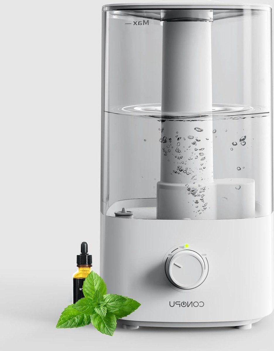 Luchtbevochtiger 4 liter voor grote ruimtes - 30 uur aromadiffuser slaapkamer kinderkamer - 300 ml/u - wit luchtbevochtiger