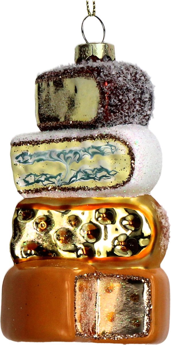 HD Collection Ornament kerstbal Kaasglas Multi 11.4 cm