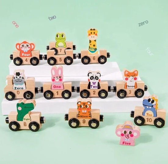 Number Express - houten trein - letter en cijfer ontwerp - magnetisch - hand-oog coördinatie - ontwikkeling - getallen - montessori - educatief