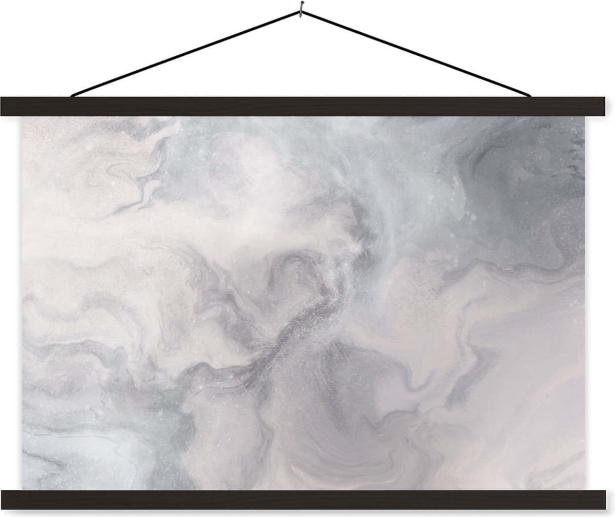 Posterhanger incl. Poster 90x60 cm - Schoolplaat - Wolken - Abstract - Verf - Textielposte