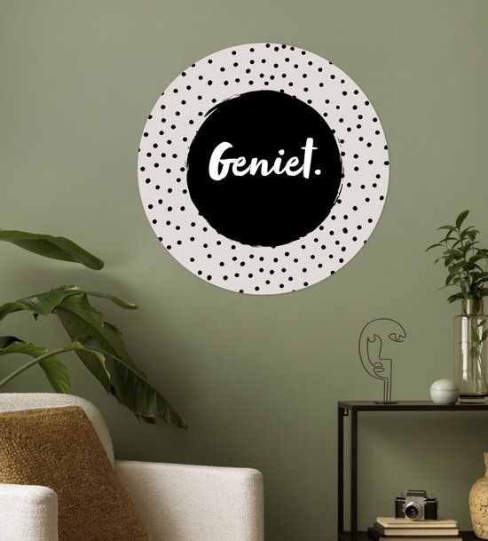 WallCircle® - Cercle de papier peint 80x80 cm - Stickers muraux Enjoy - Citations - Texte - Points - Cercle mural de salon - Cercle mural de chambre - Décoration de pièce autocollante - Accessoires de Décoration murale