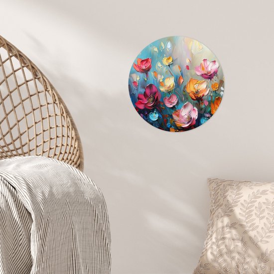 WallCircle® - Papier peint cercle 30x30 cm - Stickers muraux Fleurs - Coloré - Abstrait - Peinture - Nature - Cercle mural salon - Cercle mural chambre - Décoration de chambre autocollante - Accessoires de Décoration murale