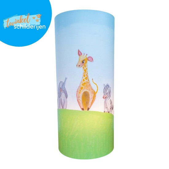 Twinkelschilderijen nachtlampje kinderen - Nachtlamp kinderkamer met jungle dieren - Lichtdecoratie door Twinkelschilderijen | Incl. LED lamp |