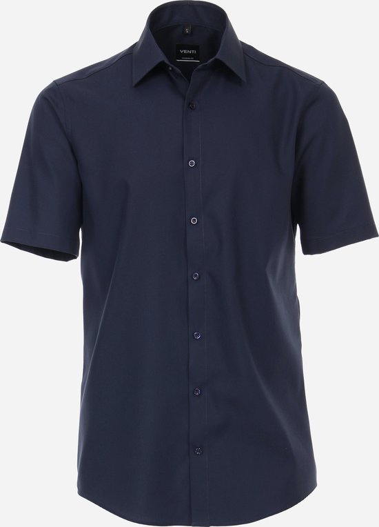 Chemise VENTI coupe moderne - manches courtes - popeline - bleu - Repassage facile - Col : 48