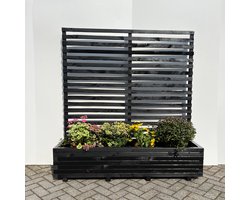 AMISHOUT - Plantenbak met klimrek 160x40x36 (176) cm - zwart | bloembak buiten