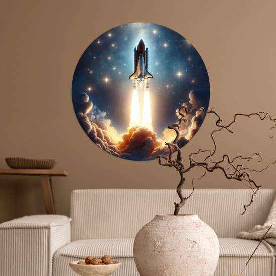 WallCircle® - Cercle de papier peint 80x80 cm - Stickers muraux Voyage spatial Espace - Fusée - Espace - Etoiles - Cercle mural chambre ado - Décoration chambre - Accessoires chambre ado - Cercle mural chambre jeunesse