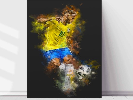 Wallofprints - Poster Neymar sur papier A4 semi-brillant - 21x29,7 cm - Poster de Sport - Poster de Voetbal - Poster unique du kit Neymar Jr couleur fond gris foncé
