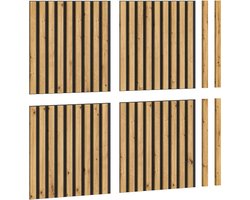 Akoestische Panelenset - Houten Geluiddichte Panelen - Bruine Afwerking - 40cm x 40cm - Artisan Oak Nb. - FSC-gecertificeerd - Modulair meubilair