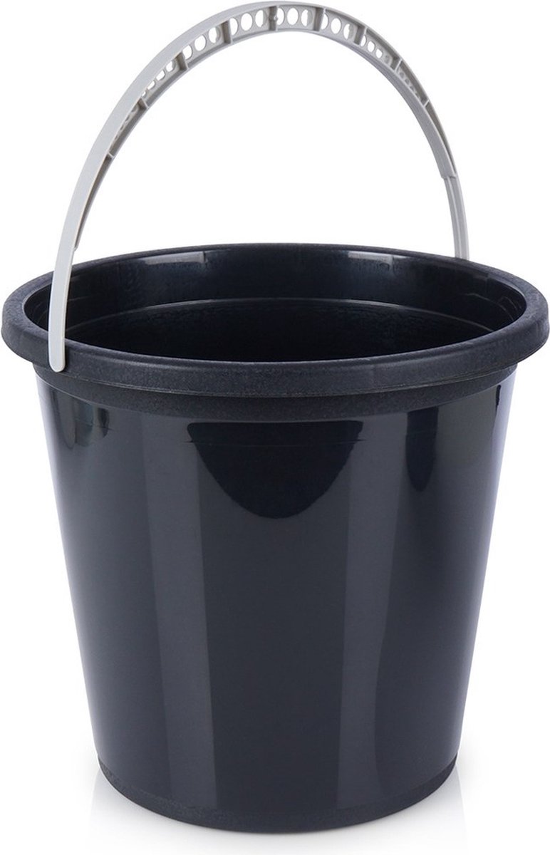 Goedkoopste Emmer Plastic Zwart 10 l - Met Handgreep - Huishoudemmer