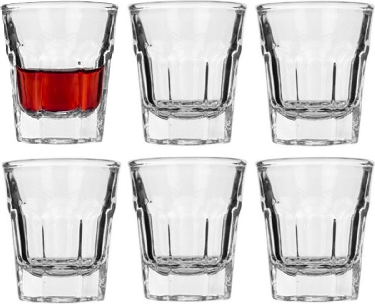 Alessandro Shotglaasjes Alto - 12x - glas - 60 ml - hoog borrelglas - D4,8 x H5,5 cm - shotglazen