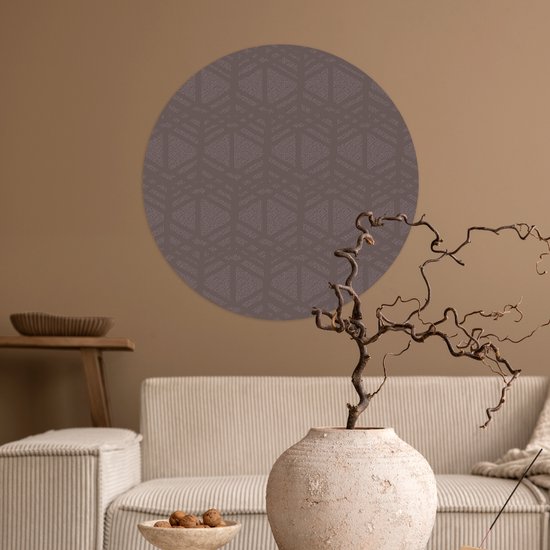 WallCircle® - Papier peint cercle 80x80 cm - Stickers muraux - Ligne - Violet - Cercle mural salon - Cercle mural chambre - Décoration de chambre autocollante - Accessoires de Décoration murale