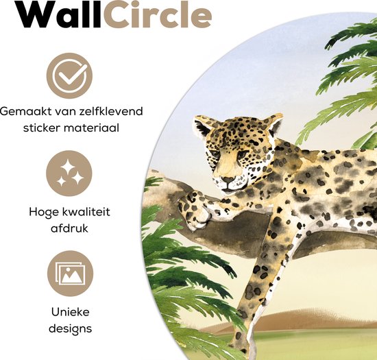 WallCircle® - Cercle de papier peint 30x30 cm - Stickers muraux Léopard - Jungle - Arbre - Cercle mural - Accessoires chambre enfant - Décoration chambre bébé - Cercle mural autocollant