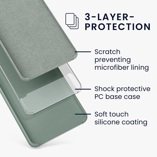 3-laags bescherming: microvezel voering, PC basis case, zachte siliconen coating.