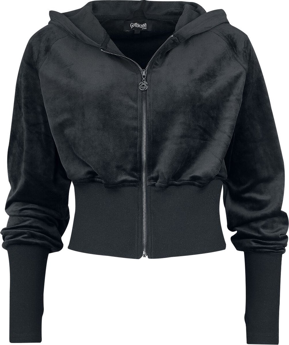 Gothicana Zwart kort jack met capuchon en pentagram hanger - Dames - XL
