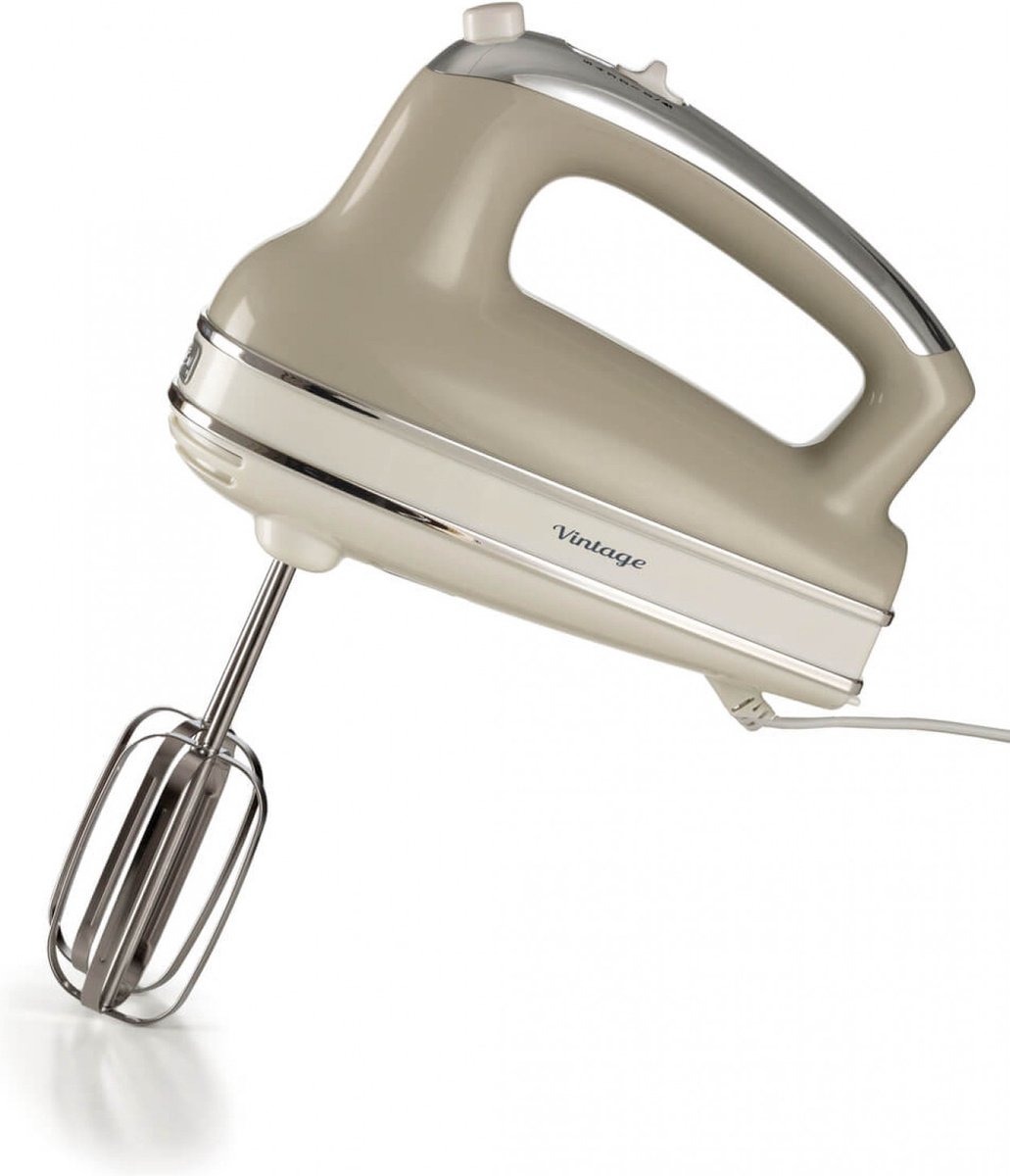 Ariete 1548/03 - Vintage handmixer - 5 snelheden - Turbofunctie - deeghaken & gardes - 450 Watt - Beige