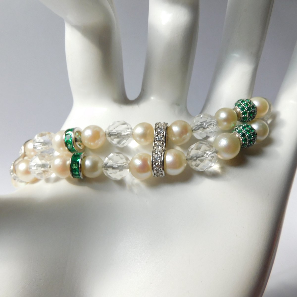 Hetty'S - Designer - Armband - Akoya parels - Zilveren slot en kralen - Bergkristal - lengte 19 cm