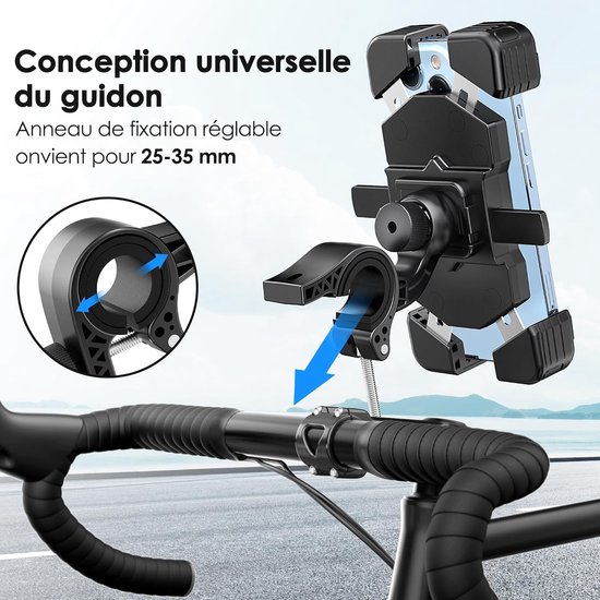 Motorfietstelefoonhouder, fietstelefoonhouder, 360° rotatie fietstelefoonhouder, elektrische scooter, scooter, mountainbike telefoonhouder Compatibel met telefoons van 5'' tot 7,2'' van LIVANON — afbeelding 4