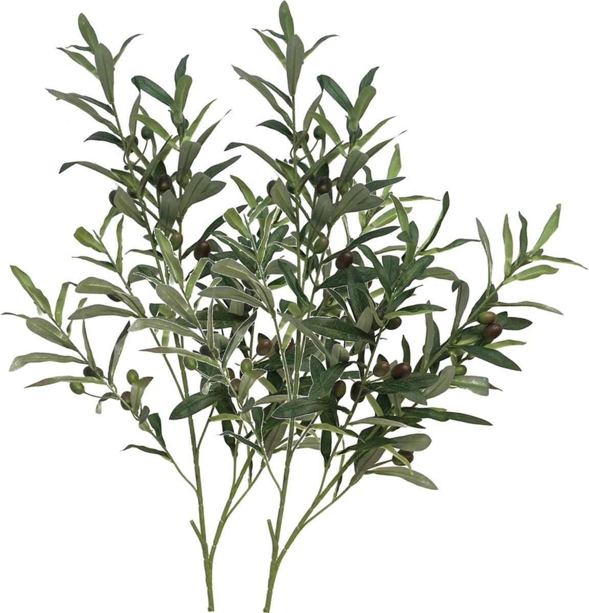 Bellatio Design Kunstplant Olijf takken - 2x - 101 cm - groen - olijfboom - siertakken stelen - decoratie