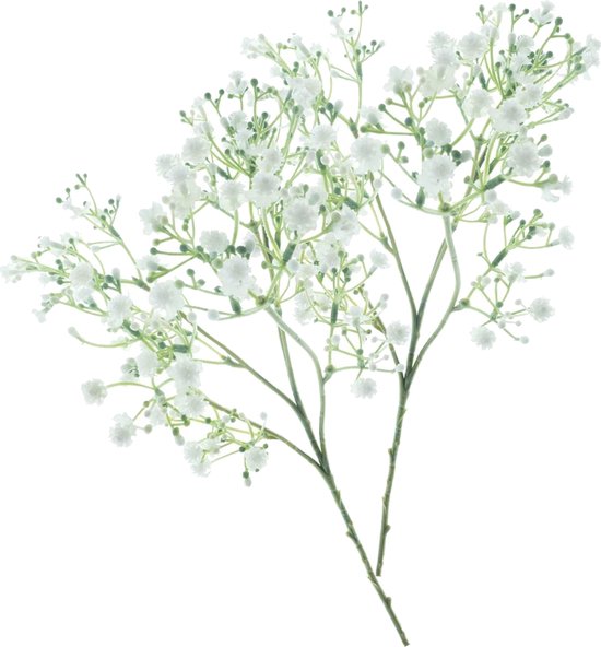 Bellatio Design Fleur artificielle Baby's Breath Viette - 2x - 45 cm - blanc - branche - fleur artificielle en soie - Gypsophile