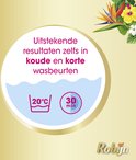 Informatie over uitstekende resultaten bij koude en korte wasbeurten met Robijn wascapsules.