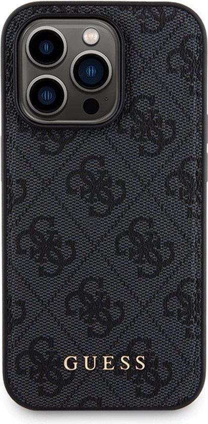 Guess - 4G - Ensemble de coques Métal Logo pour iPhone - 15 - Pro - + - 5000mAh - MagSafe - power bank - noir