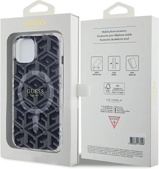 Guess - IML - Coque GCUbe MagSafe pour iPhone - 15 - Plus / 14 - Plus - noir