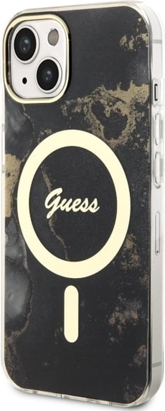 Coque Arrière Guess Golden Marble MagSafe Compatible - Apple iPhone 14 Plus (6.7") - Zwart