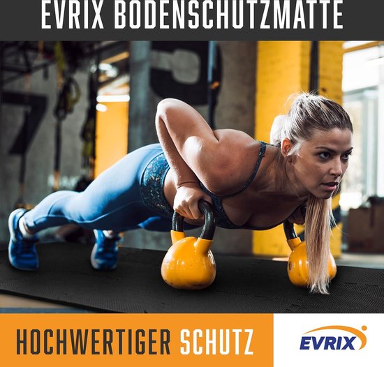 Extra dikke vloerbeschermingsmat fitness - 18 delen - 31 x 31 cm - met 20% meer bescherming - puzzelmat sportmat onderlegmat - fitnessvloermat voor fitnessruimte en fitnessapparaten van Athletics Ground — afbeelding 2