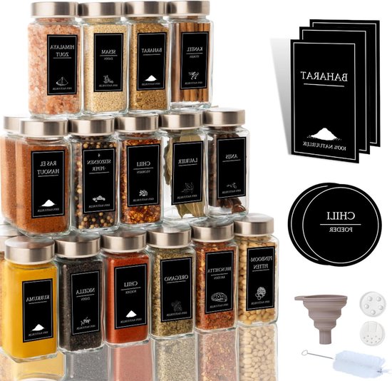 25-stuks Kruidenpotjes Set met Nederlandse Labels en RVS Deksel 120ml | bol