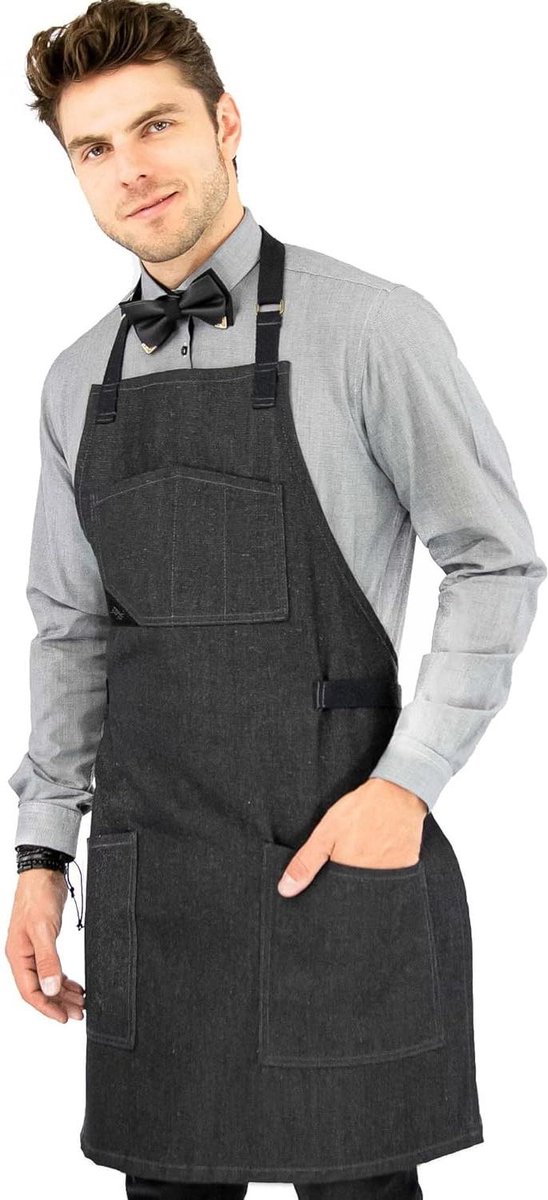 Chef Apron - Professional Twill or Denim - Cotton Straps - Extra Pockets - Under NY Sky