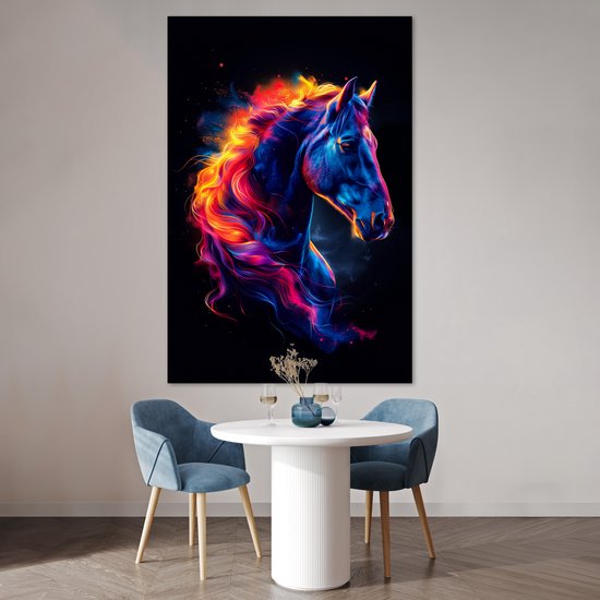 Poster 120x180 cm - Cheval - Animal - Fumée - Zwart - Couleurs - Posters - Décoration murale chambre ado - Décoration chambre ado - Accessoires chambre ado jeunesse