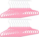 Relaxdays kledinghangers kind 20 stuks - babykledinghanger - kunststof - kledinghanger - roze