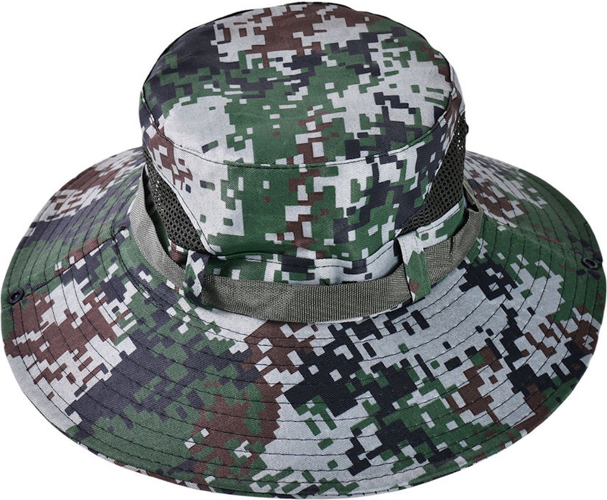 Decopatent - Camouflage Jungle Hoed - Bucket Hat Safari - Vissershoedje Heren - Dames - Volwassenen - Maat 56/58 - Zonnehoed Outdoor Vissershoed - Kleur: Army GROEN