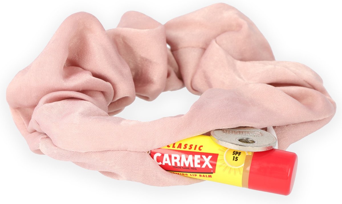 Lajetti - Scrunchie Roze met Rits - Zakje - Verstop Scrunchie - Haarelastiek Haaraccessoire