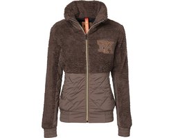 PK International Sportswear - Jacket - Jas - Teddy - Magic - Java - Donkerbruin - Hoge Kraag - Ritszakken - S/36