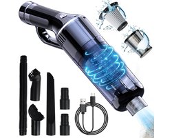 Handheld stofzuiger 120 W/15000 Pa mini-multifunctioneel draagbaar-licht draadloos-oplaadbaar-Zoeken naar dierenharen-auto-thuis-2 wasbare HEPA-filters voor nat en droog (zwart)