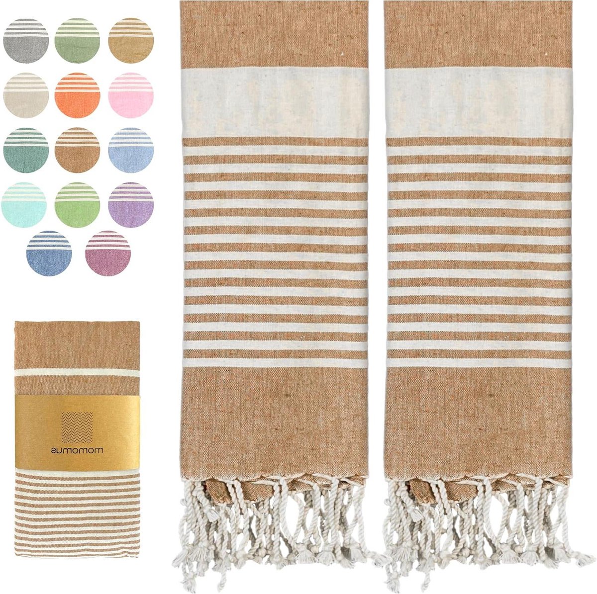 Set van 2 bruine fouta XL strandhanddoeken 100% katoen - absorberend ultrazacht compact st