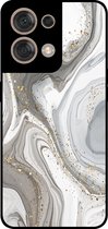 Coque de téléphone Smartphonica compatible avec Oppo Reno8 5G avec motif marbre - Coque arrière en TPU motif marbre - Argent compatible avec Oppo Reno8 5G