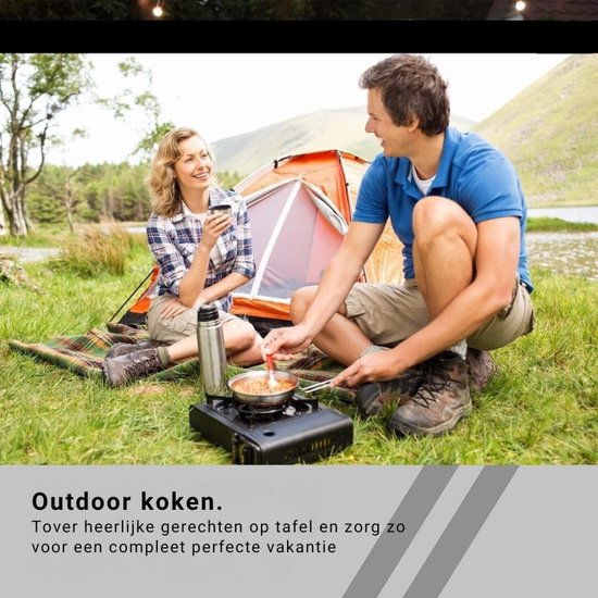 Draagbaar Camping Kooktoestel - Inclusief 4 Gasflessen En Koffer - Ideaal Voor Outdoor Koken — afbeelding 4